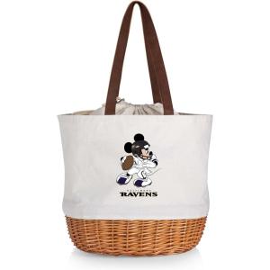 PICNIC TIME NFL Mickey Coronado Canvas and Willow Basket Tote(Baltimore Ravens)