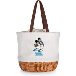 PICNIC TIME NFL Mickey Coronado Canvas and Willow Basket Tote(Carolina Panthers)