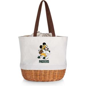 PICNIC TIME NFL Mickey Coronado Canvas and Willow Basket Tote(Green Bay Packers)