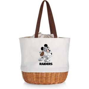PICNIC TIME NFL Mickey Coronado Canvas and Willow Basket Tote(Las Vegas Raiders)