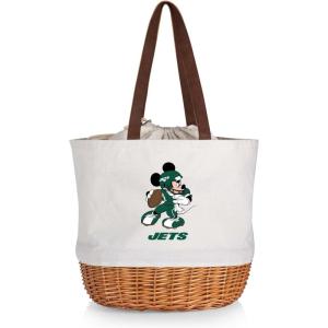 PICNIC TIME NFL Mickey Coronado Canvas and Willow Basket Tote(New York Jets)