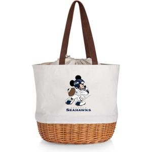 PICNIC TIME NFL Mickey Coronado Canvas and Willow Basket Tote(Seattle Seahawks)