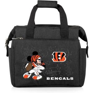 PICNIC TIME NFL Mickey Mouse On The Go Lunch Bag – Soft Cooler Lunch Box – Insulated Lunch Bag, (Black)(Cincinnati Bengals)