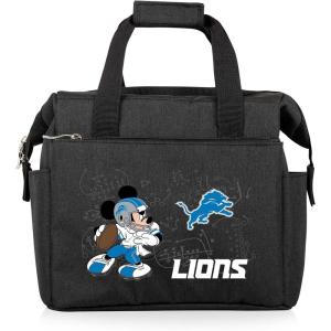 PICNIC TIME NFL Mickey Mouse On The Go Lunch Bag – Soft Cooler Lunch Box – Insulated Lunch Bag, (Black)(Detroit Lions)