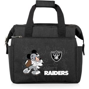PICNIC TIME NFL Mickey Mouse On The Go Lunch Bag – Soft Cooler Lunch Box – Insulated Lunch Bag, (Black)(Las Vegas Raiders)