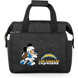 PICNIC TIME NFL Mickey Mouse On The Go Lunch Bag – Soft Cooler Lunch Box – Insulated Lunch Bag, (Black)(Los Angeles Chargers)