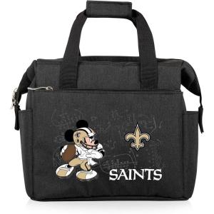 PICNIC TIME NFL Mickey Mouse On The Go Lunch Bag – Soft Cooler Lunch Box – Insulated Lunch Bag, (Black)(New Orleans Saints)
