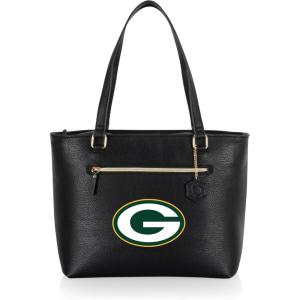PICNIC TIME NFL Uptown Cooler Tote Bag, Insulated Purse Lunch Bag, Stylish Beach Bag Soft Cooler, (Black)(Green Bay Packers)