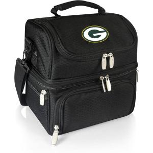 PICNIC TIME NFL unisex-adult NFL Pranzo Lunch Bag, Insulated Lunch Box with Picnic Set, Lunch Cooler Bag(Green Bay Packers – Black)
