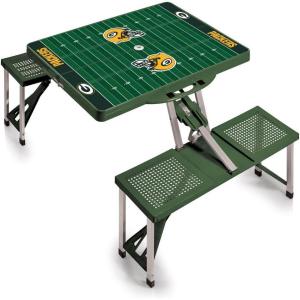Picnic TIME NFL Football Field Folding Picnic Table, Camping Table, Outdoor Table with Umbrella Hole(Hunter Green)