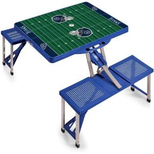 Picnic TIME NFL Football Field Folding Picnic Table, Camping Table, Outdoor Table with Umbrella Hole(Light Blue)
