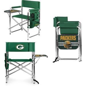 Picnic TIME NFL Unisex-Adult NFL Sports Chair with Side Table, Beach Chair, Camp Chair for Adults(Hunter Green)