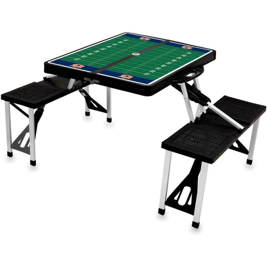 image:imagePICNIC TIME NCAA Auburn Tigers Football Field Folding Picnic Table  Camping Table  Outdoor Table with Umbrella Hole Black