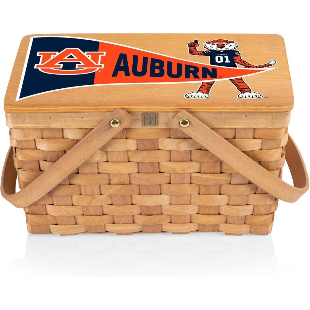 image:imagePICNIC TIME NCAA Auburn Tigers Poppy Personal Picnic Basket Insulated Lunch Bag Retro Lunch Box Beige