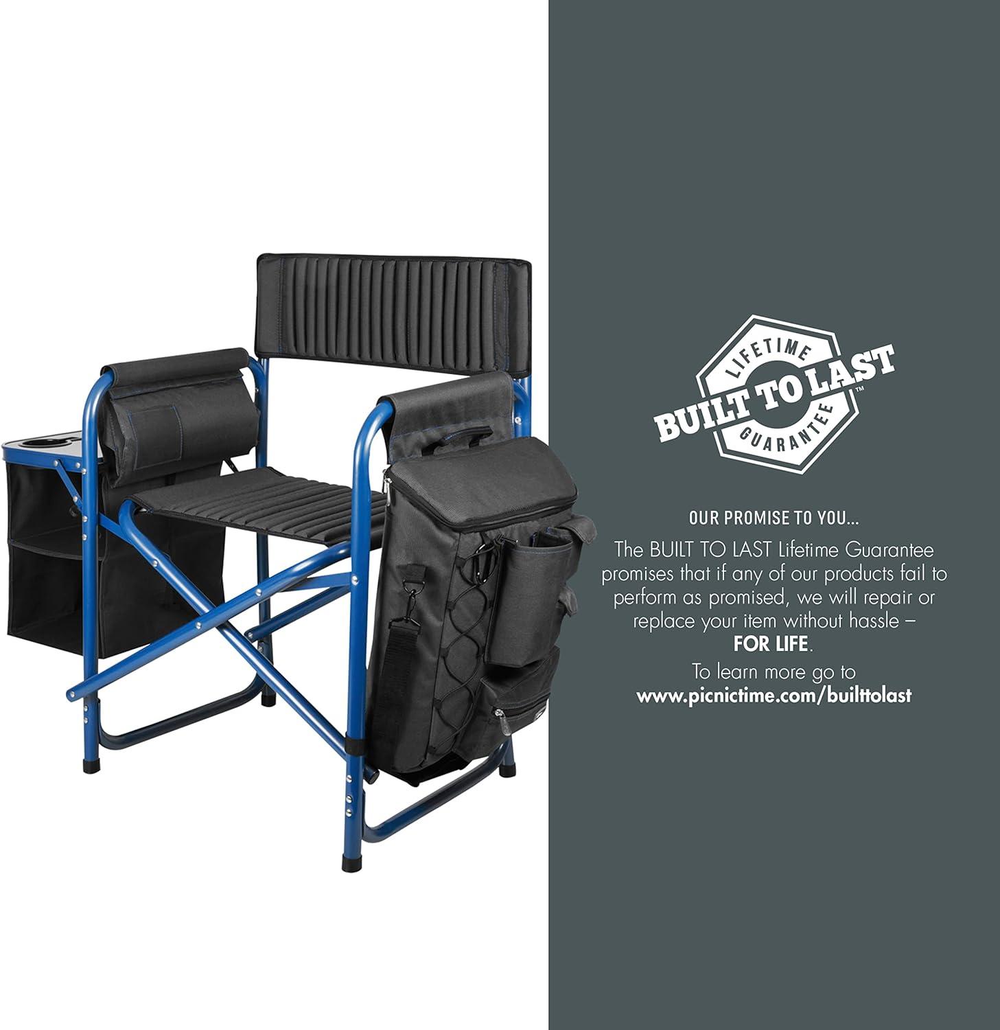 image:imagePICNIC TIME NCAA Boise State Broncos Fusion Camping Chair with Side Table and Soft CoolerDark Gray With Blue Accents