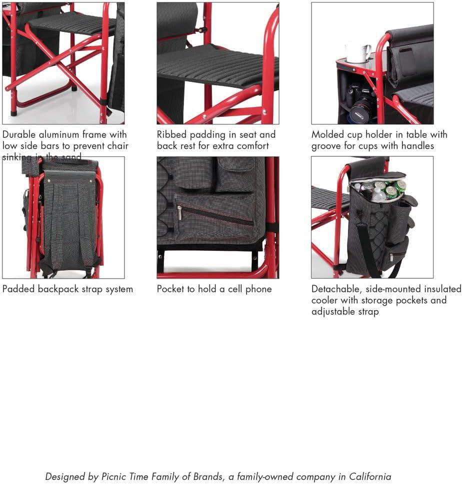 image:imagePICNIC TIME NCAA Boise State Broncos Fusion Camping Chair with Side Table and Soft CoolerDark Gray With Red Accents
