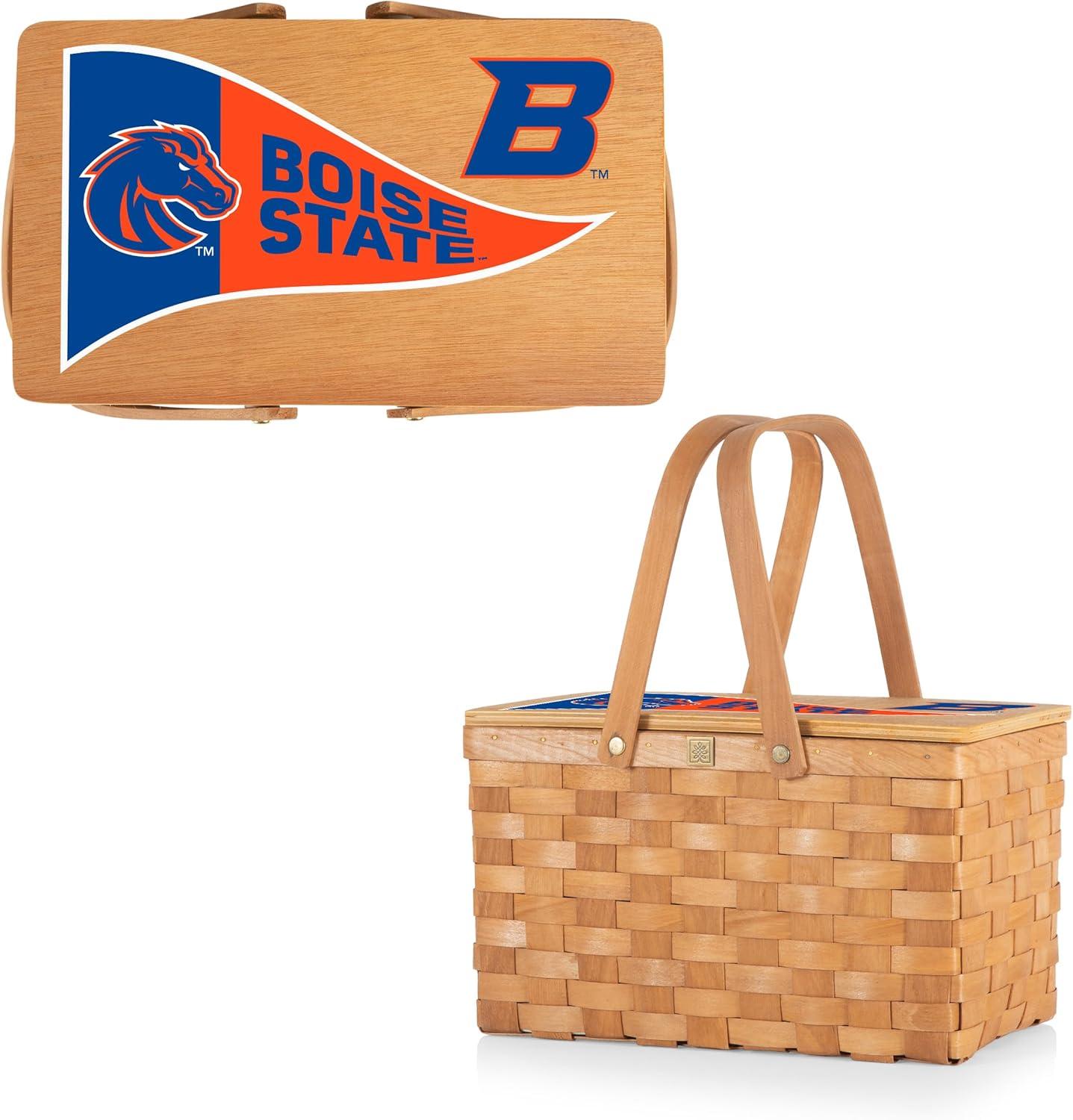image:imagePICNIC TIME NCAA Boise State Broncos Poppy Personal Picnic Basket Insulated Lunch Bag Retro Lunch Box Beige
