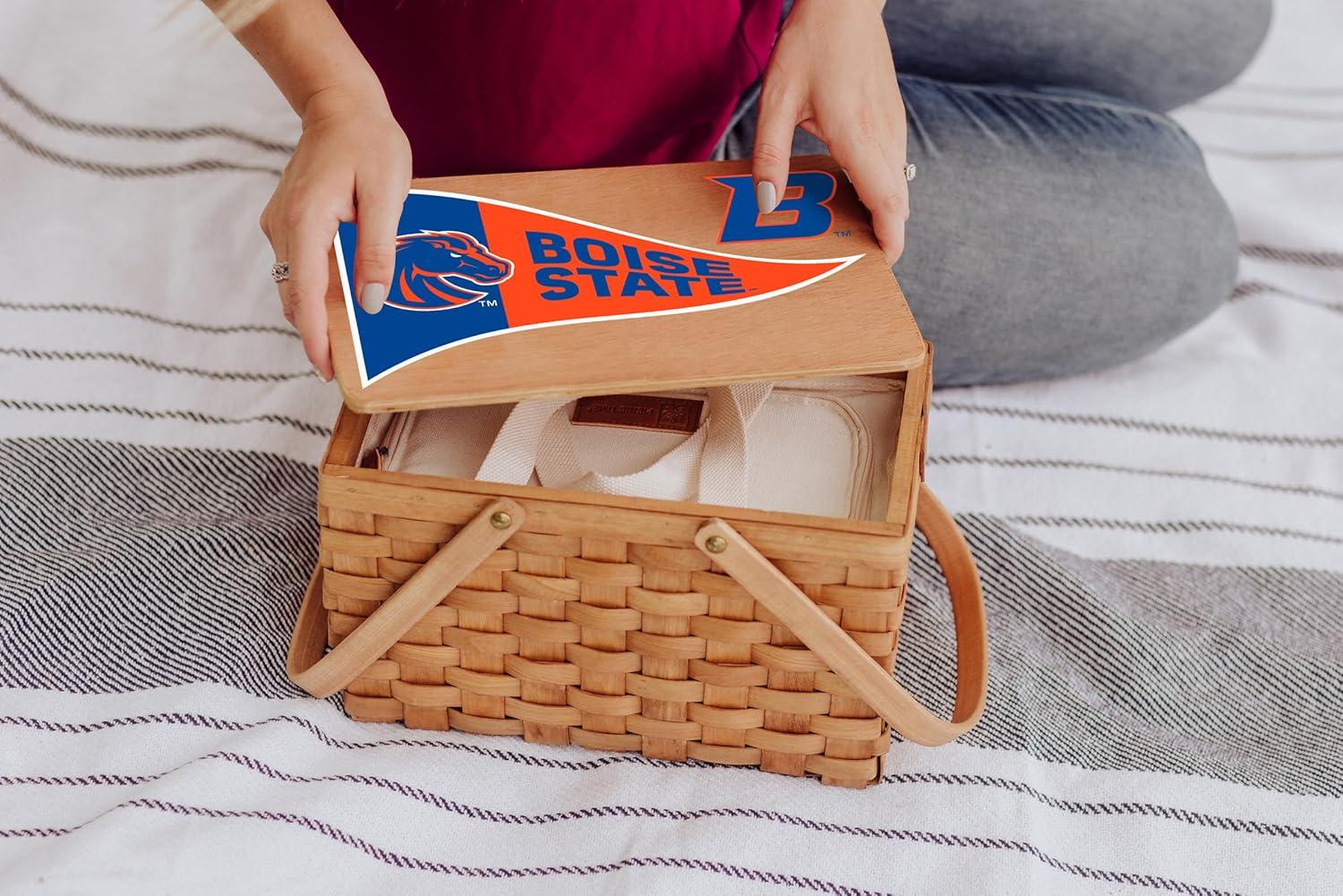 image:imagePICNIC TIME NCAA Boise State Broncos Poppy Personal Picnic Basket Insulated Lunch Bag Retro Lunch Box Beige