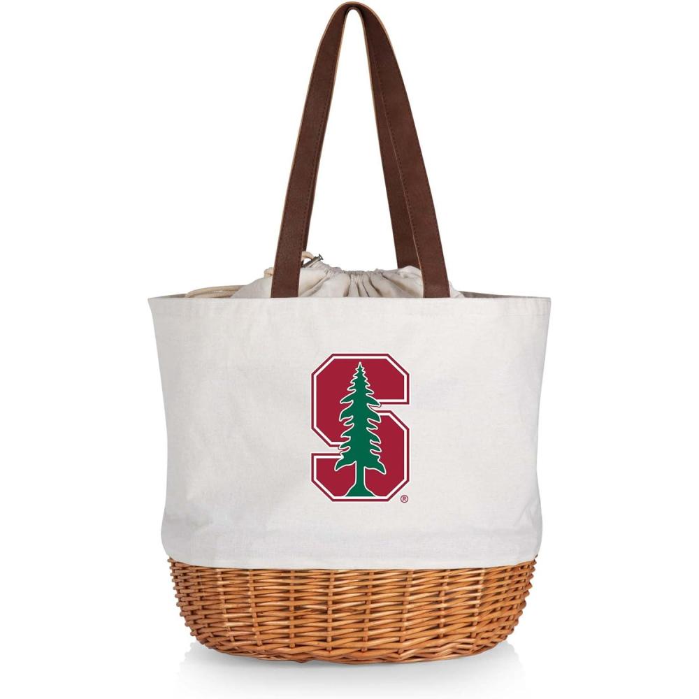 image:imagePicnic TIME NCAA Coronado Canvas and Willow Basket Tote Picnic Tote Bag Beach Tote Beige CanvasStanford Cardinal