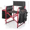 PICNIC TIME NCAA Boise State Broncos Fusion Camping Chair with Side Table and Soft Cooler(Dark Gray With Red Accents)