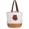 Picnic TIME NCAA Coronado Canvas and Willow Basket Tote, Picnic Tote Bag, Beach Tote, (Beige Canvas)(Cornell Big Red)