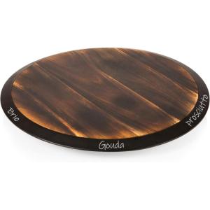 PICNIC TIME NCAA Baylor Bears Lazy Susan Serving Tray, Wooden Turntable Round Charcuterie Board, Cheese Serving Platter, (Fire Acacia Wood)(Fire Acacia Wood)