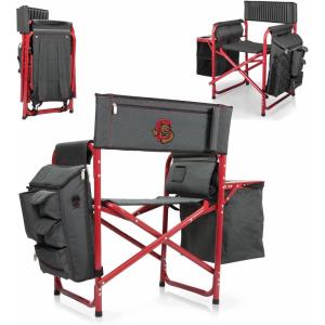 PICNIC TIME NCAA Boise State Broncos Fusion Camping Chair with Side Table and Soft Cooler(Dark Gray With Red Accents)