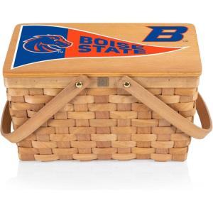 PICNIC TIME NCAA Boise State Broncos Poppy Personal Picnic Basket, Insulated Lunch Bag, Retro Lunch Box, (Beige)