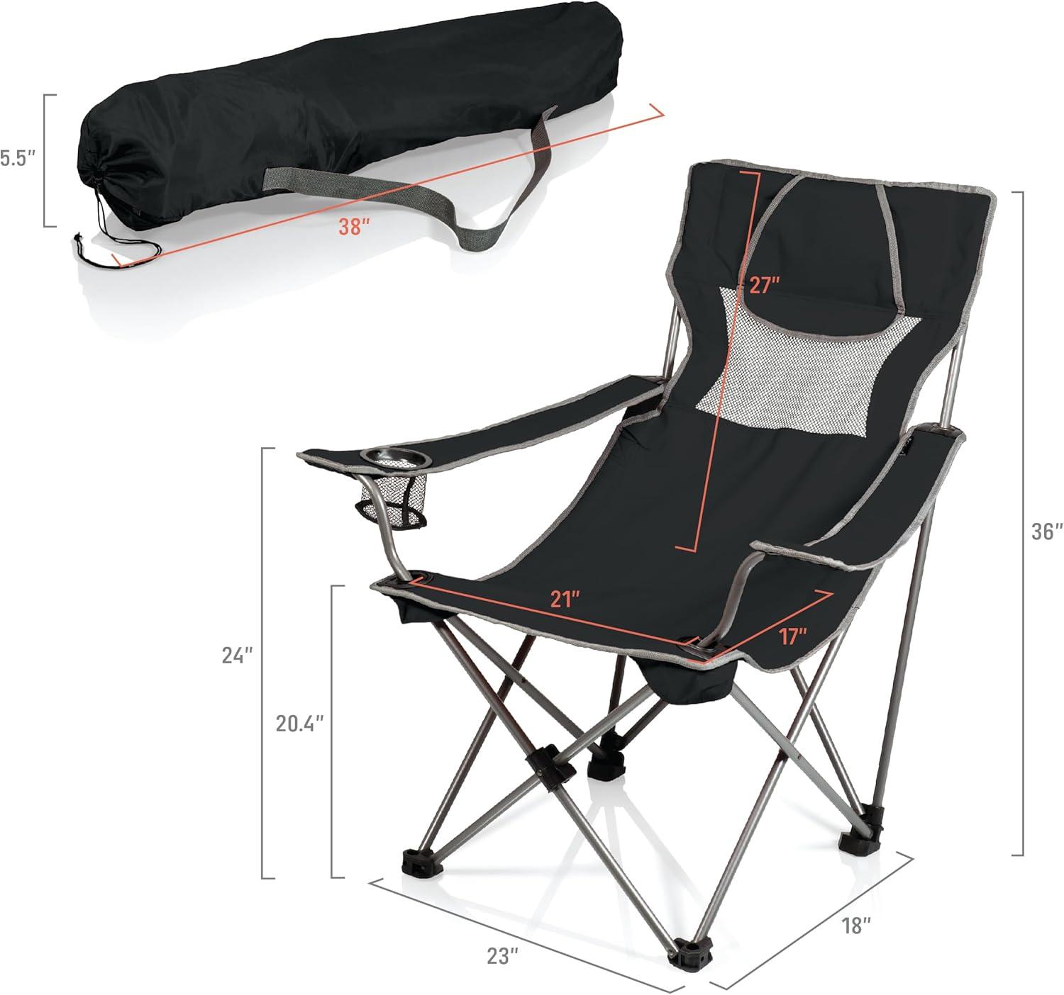 image:imagePicnic TIME NCAA Cal Bears Campsite Camping Chair Picnic Chair Outdoor Folding Chair with Carry Bag Beach Chair Black with Gray AccentsBlack With Gray Accents