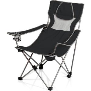 Picnic TIME NCAA Cal Bears Campsite Camping Chair, Picnic Chair, Outdoor Folding Chair with Carry Bag, Beach Chair, (Black with Gray Accents)(Black With Gray Accents)