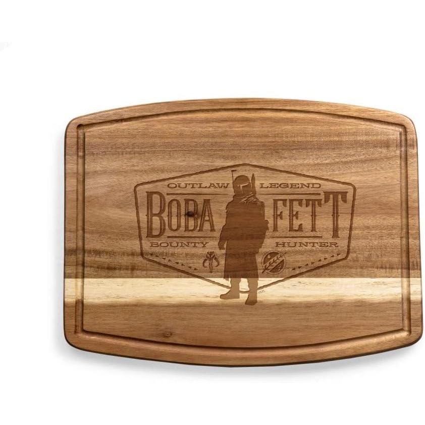image:imagePICNIC TIME Star Wars The Mandalorian Ovale Acacia Cutting Board Serving Board Charcuterie Cheese Board with Juice Groove Galactic Kitchen Decor Gift Acacia WoodStar Wars Boba Fett  Acacia Wood