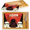 PICNIC TIME Star Wars Empire Icon Glass Top Cheese Board and Knife Set, Charcuterie Serving Tray, Removable Tempered Glass, Parawood and Bamboo Design, (Parawood & Bamboo)