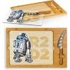 PICNIC TIME Star Wars R2-D2 Icon Glass Top Cheese Board and Knife Set, Charcuterie Serving Tray, Removable Tempered Glass, Parawood and Bamboo Design, (Parawood & Bamboo)