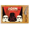 PICNIC TIME Star Wars Empire Icon Glass Top Cheese Board and Knife Set, Charcuterie Serving Tray, Removable Tempered Glass, Parawood and Bamboo Design, (Parawood & Bamboo)