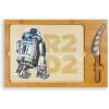 PICNIC TIME Star Wars R2-D2 Icon Glass Top Cheese Board and Knife Set, Charcuterie Serving Tray, Removable Tempered Glass, Parawood and Bamboo Design, (Parawood & Bamboo)