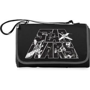 Picnic TIME Star Wars X Wing Blanket Tote Picnic Blanket, Folding Outdoor Beach and Camping Blanket with Carry Tote and Zipper Pocket, Water Resistant Fleece, (Black with Black Exterior)