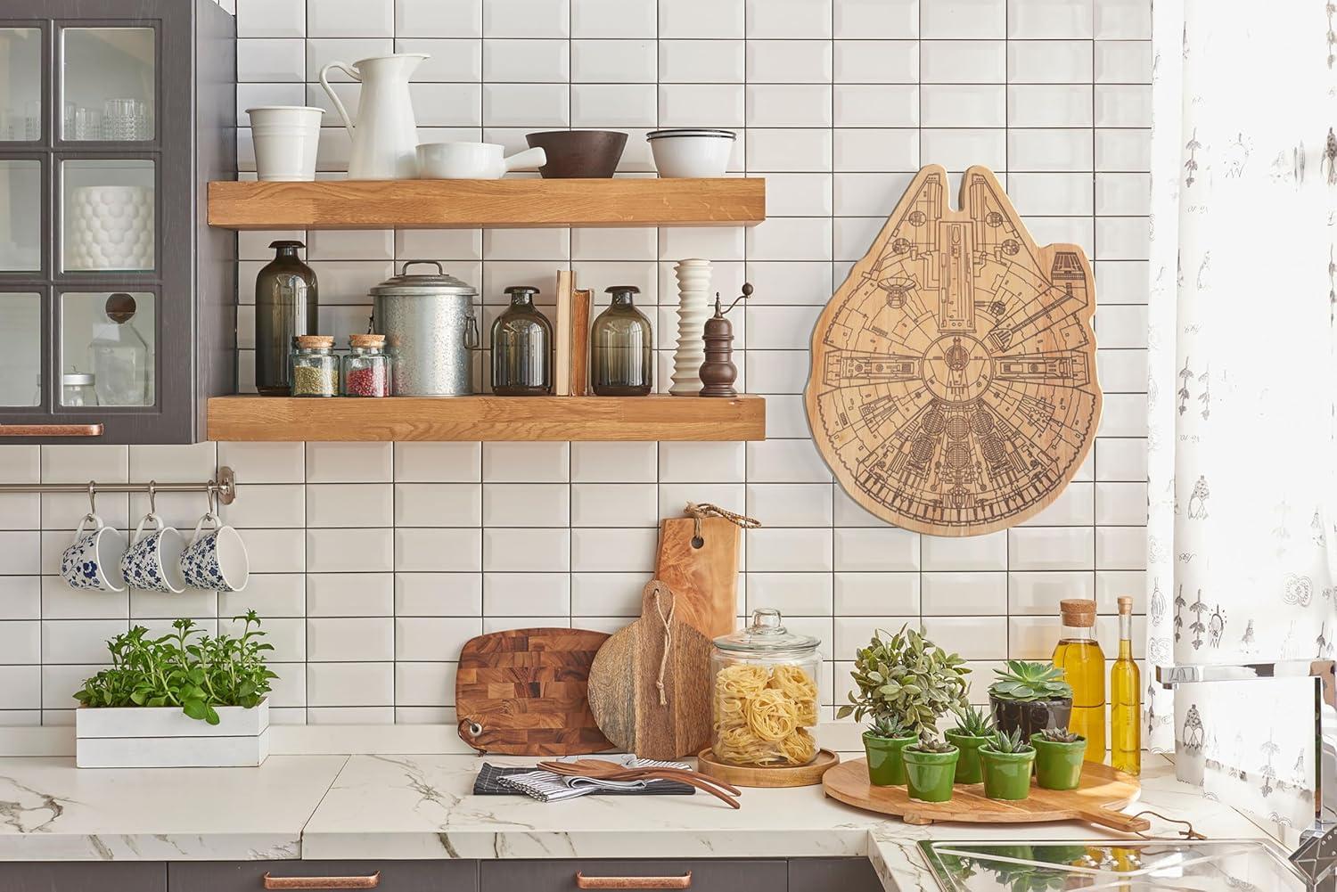 image:imagePICNIC TIME Star Wars Millennium Falcon 16 Inch Serving Board Wood Cheese and Charcuterie Board Decorative Cutting Board with Hanging Hole Parawood