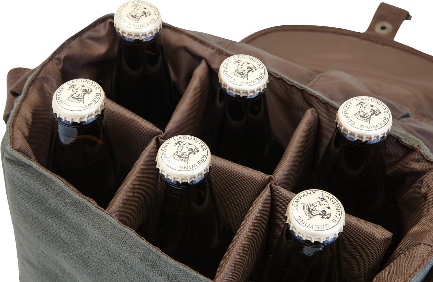 image:imagePICNIC TIME Star Wars XWing Beer Caddy Beer Cooler Tote with Opener 6Pack Cooler Gifts for Beer Lovers Khaki Green with Brown Accents