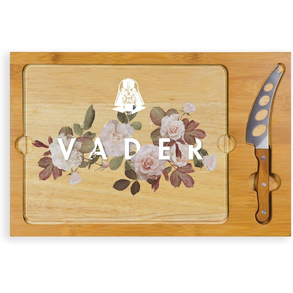 image:imagePICNIC TIME Star Wars Darth Vader Icon Glass Top Cheese Board and Knife Set Charcuterie Serving Tray Removable Tempered Glass Parawood and Bamboo Design Parawood amp Bamboo