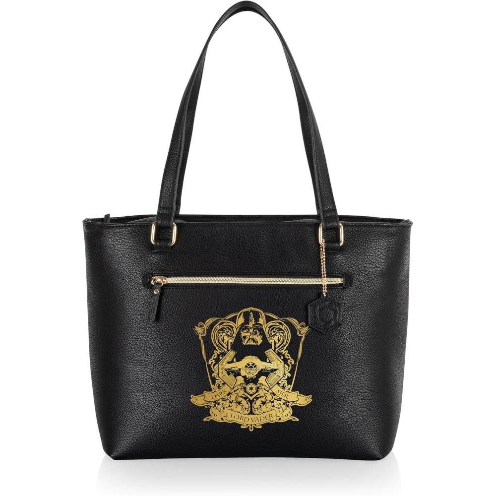 image:imagePICNIC TIME Star Wars Darth Vader Uptown Insulated Cooler Tote Bag Stylish Lunch Bag Soft Cooler with Vegan Leather Finish and Gold Accents for Picnics Travel and Daily Use Black