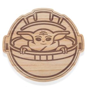 PICNIC TIME Star Wars Mandalorian Grogu Buggy 16 Inch Serving Board, Grogu Shaped Wood Cheese and Charcuterie Board, Decorative Cutting Board, (Parawood)