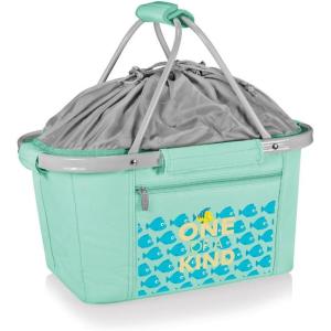 Picnic TIME Metro Shopping Basket, Insulated Picnic Basket, Collapsible Market Basket, Utility Tote Cooler Bag(Disney Princess the Little Mermaid – Teal)