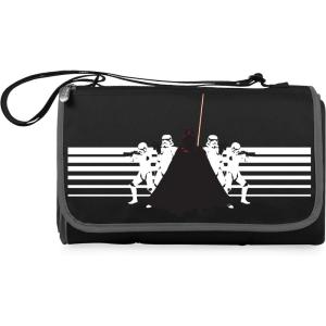 Picnic TIME Star Wars Darth Vader Geo Blanket Tote Picnic Blanket, Folding Outdoor Beach and Camping Blanket with Carry Tote and Zipper Pocket, Water Resistant Fleece, (Black with Black Exterior)