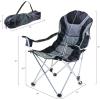 PICNIC TIME NHL Anaheim Ducks Reclining Camp Chair, Beach Chair for Adults, Sports Chair with Carry Bag, (Black with Gray Accents)