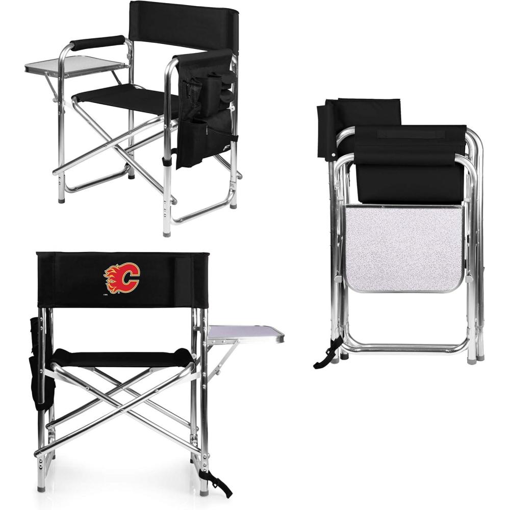 image:imagePICNIC TIME NHL Calgary Flames Sports Chair with Side Table  Beach Chair  Camp Chair for Adults