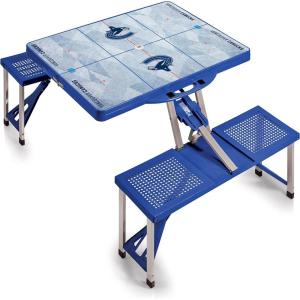 NHL Calgary Flames Portable Folding Picnic Table with Seating for 4(Royal Blue)