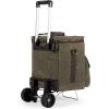 PICNIC TIME Weekender 6 Bottle Insulated Wine Bag with Trolley, Padded Wine Cooler Bag for Travel, Portable Water-Resistant Bag with Removable Interior Bottle Divider (Khaki Green & Brown Accents)