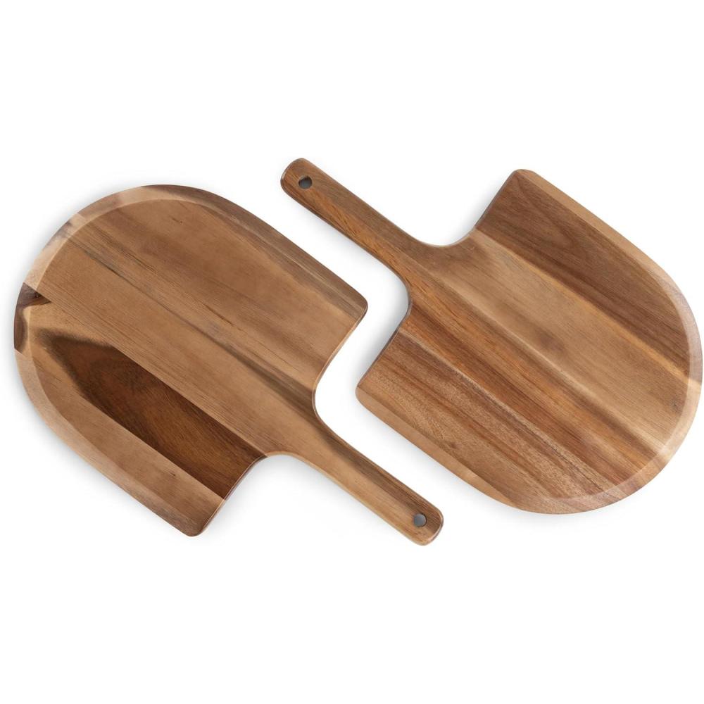 image:imagePICNIC TIME Personal 10Inch Pizza Peel Set of 2 Acacia Wood Pizza Peel Paddles Pizza Serving Paddles Bread Peels Acacia Wood
