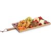 PICNIC TIME Grazing Sectioned Charcuterie Serving Board, Wooden Cheese Serving Tray, Compartment Appetizer Platter with Handle, (Acacia Wood)