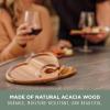 PICNIC TIME Heart Wine Appetizer Plates, Set of 4 Wooden Cocktail Plates with Glass Holder, Mini Charcuterie Boards for Wine and Cheese Parties, Acacia Cheese Board Serving Trays (Acacia Wood)